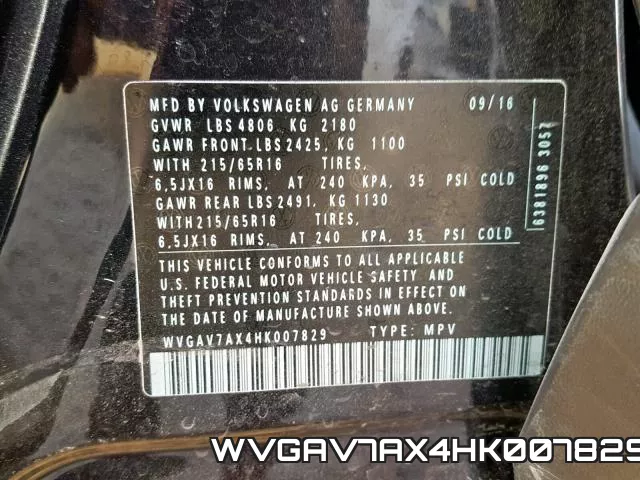 WVGAV7AX4HK007829 фото 2