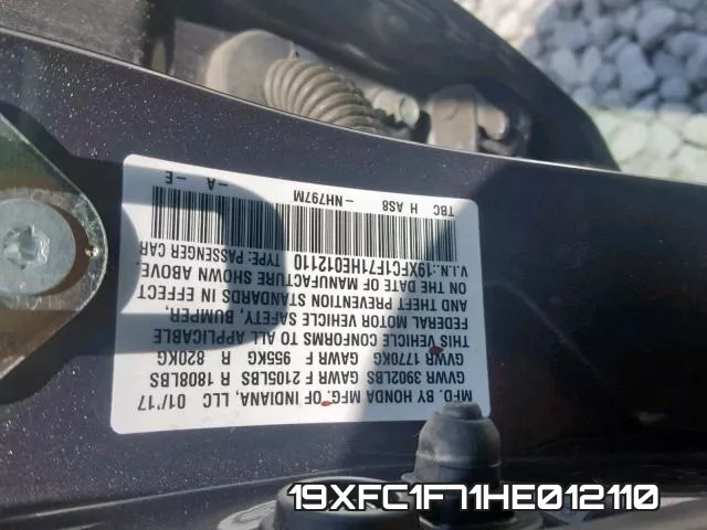19XFC1F71HE012110 фото 2