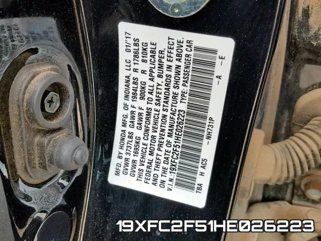 19XFC2F51HE026223 фото 2