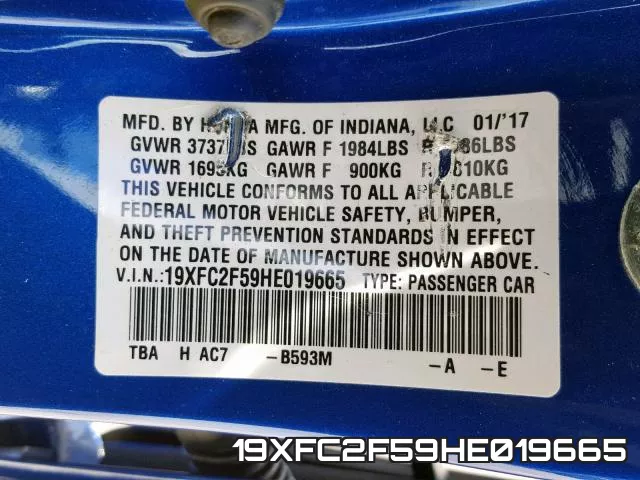 19XFC2F59HE019665 фото 2