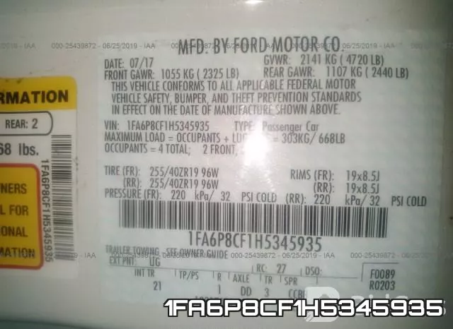 1FA6P8CF1H5345935 фото 10