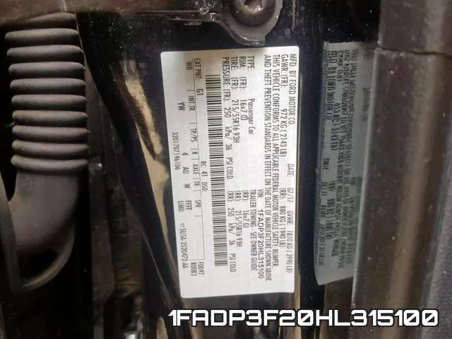 1FADP3F20HL315100 фото 2