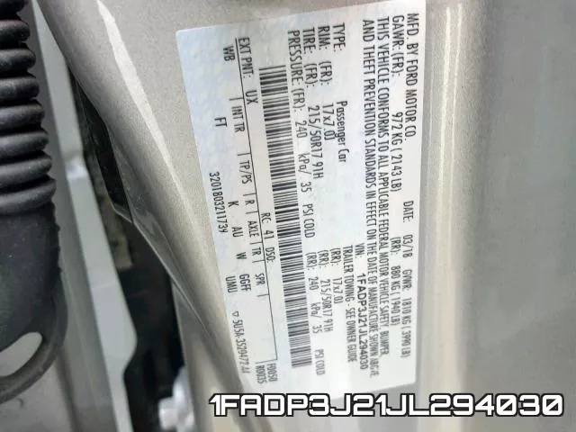 1FADP3J21JL294030 фото 2
