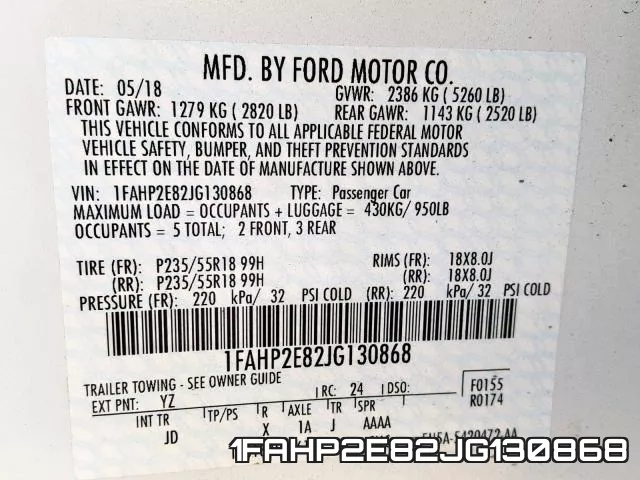 1FAHP2E82JG130868 фото 2