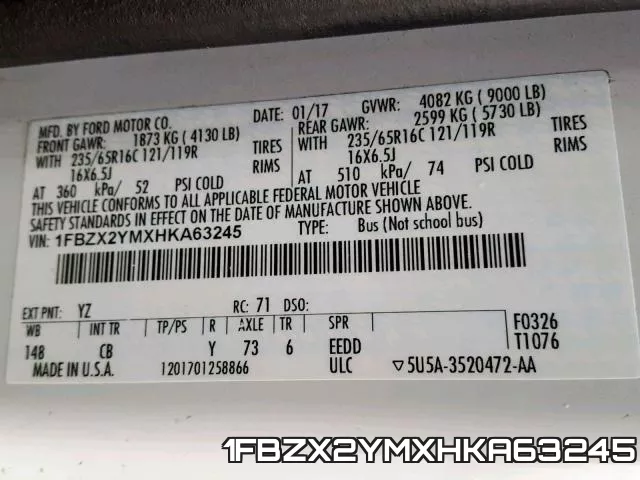 1FBZX2YMXHKA63245 фото 2