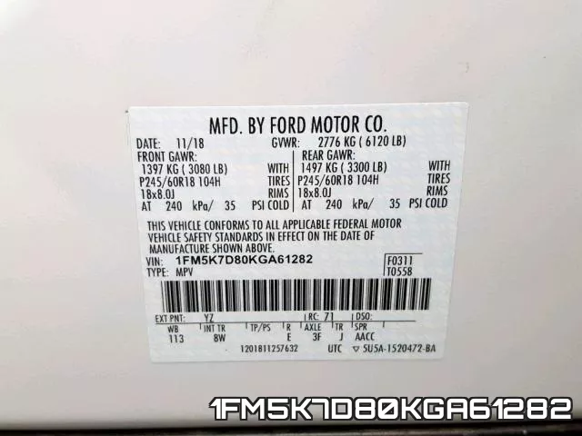 1FM5K7D80KGA61282 фото 2