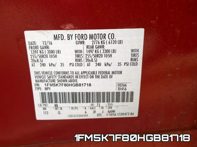 1FM5K7F80HGB81718 фото 2