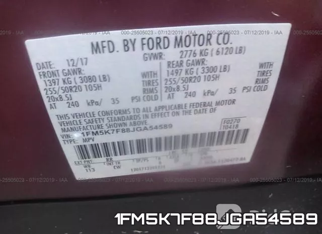 1FM5K7F88JGA54589 фото 10