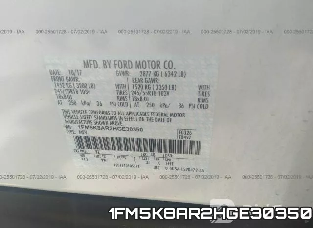 1FM5K8AR2HGE30350 фото 10