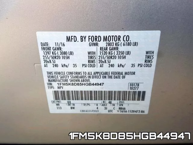 1FM5K8D85HGB44947 фото 2