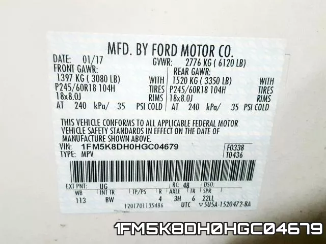 1FM5K8DH0HGC04679 фото 2