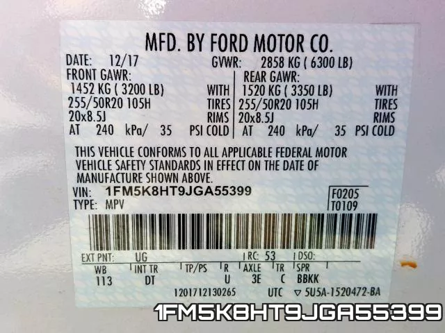 1FM5K8HT9JGA55399 фото 2