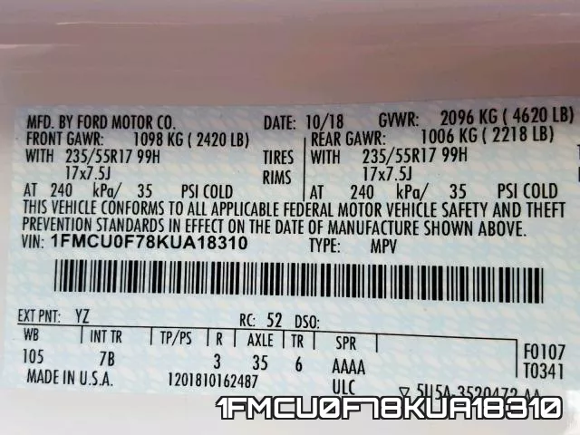 1FMCU0F78KUA18310 фото 2