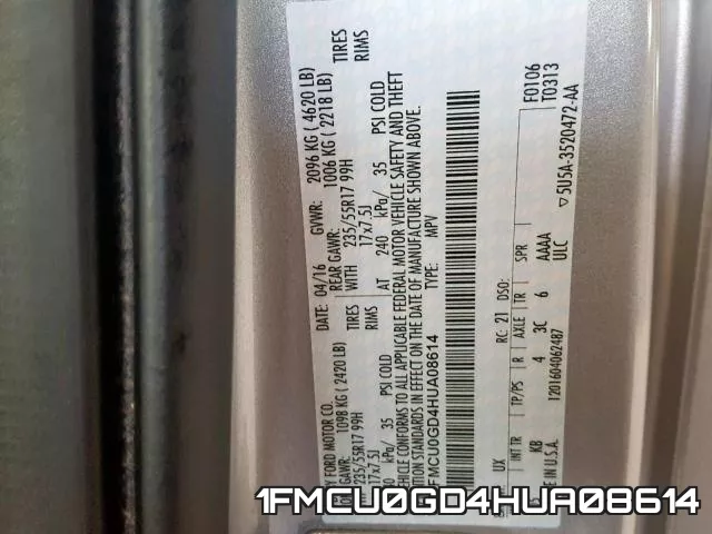 1FMCU0GD4HUA08614 фото 2