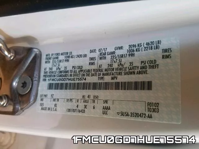1FMCU0GD7HUE75574 фото 2