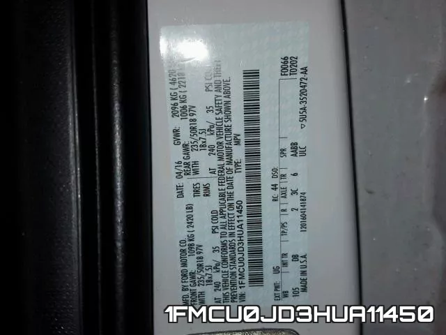 1FMCU0JD3HUA11450 фото 2