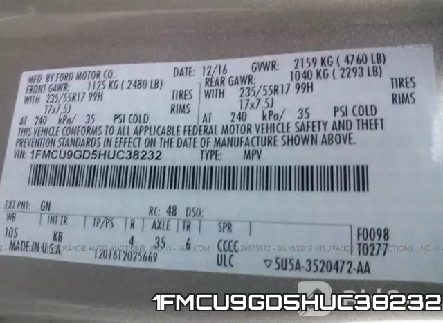 1FMCU9GD5HUC38232 фото 10