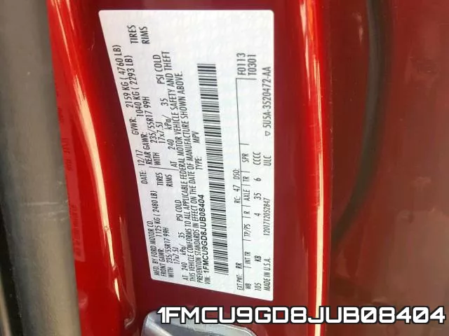 1FMCU9GD8JUB08404 фото 2