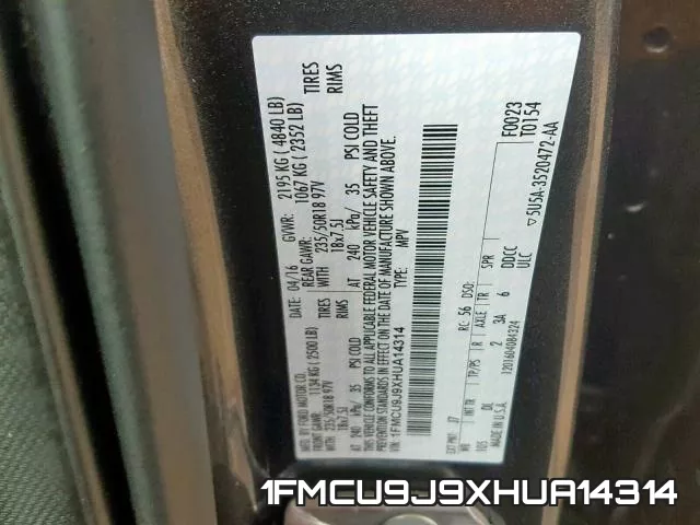1FMCU9J9XHUA14314 фото 2
