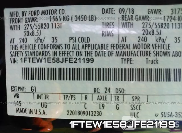 1FTEW1E58JFE21199 фото 10