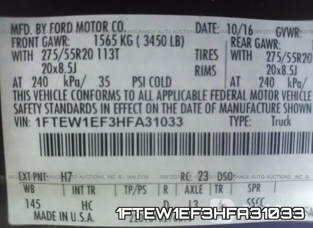 1FTEW1EF3HFA31033 фото 10