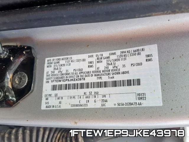 1FTEW1EP9JKE43978 фото 2