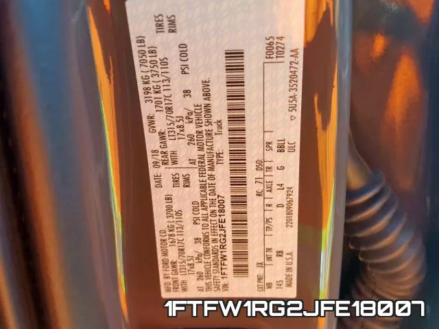 1FTFW1RG2JFE18007 фото 2