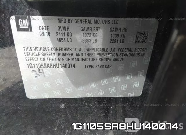 1G1105SA8HU140074 фото 9
