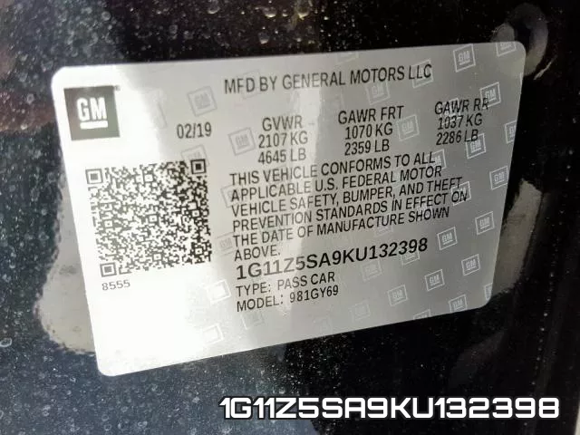 1G11Z5SA9KU132398 фото 2