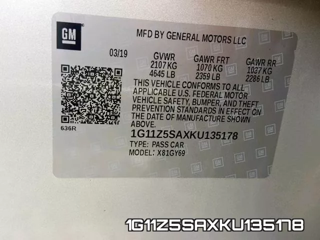 1G11Z5SAXKU135178 фото 2