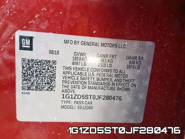 1G1ZD5ST0JF280476 фото 2