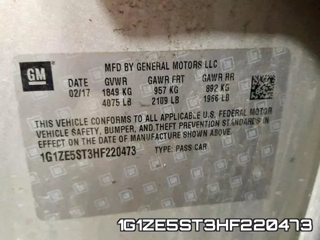 1G1ZE5ST3HF220473 фото 2