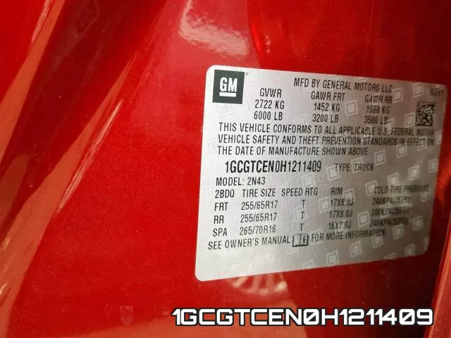1GCGTCEN0H1211409 фото 2