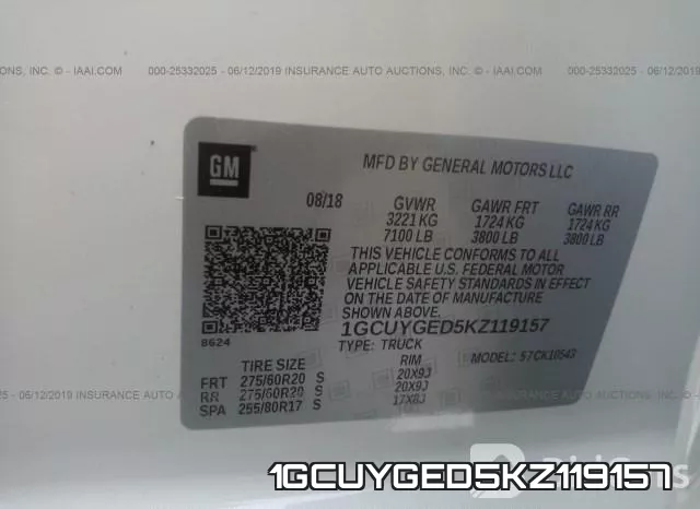1GCUYGED5KZ119157 фото 10