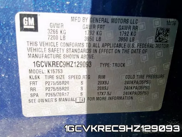 1GCVKREC9HZ129093 фото 2