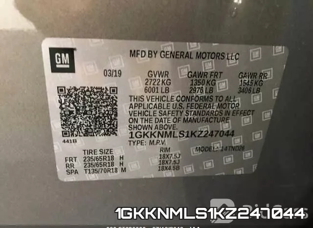 1GKKNMLS1KZ247044 фото 10