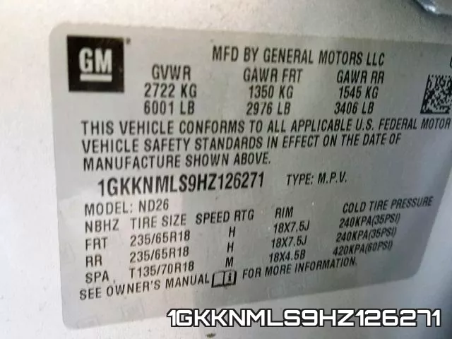 1GKKNMLS9HZ126271 фото 2