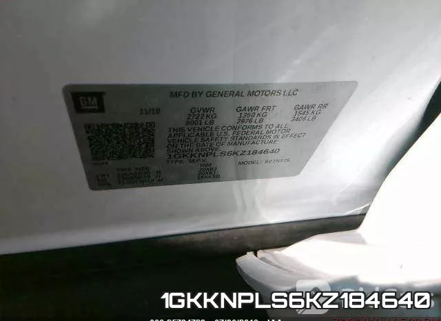 1GKKNPLS6KZ184640 фото 10