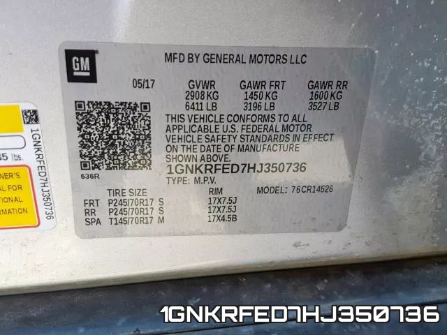 1GNKRFED7HJ350736 фото 2