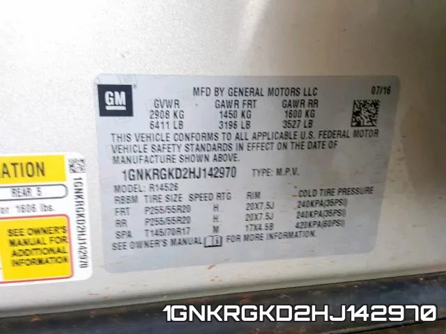 1GNKRGKD2HJ142970 фото 2