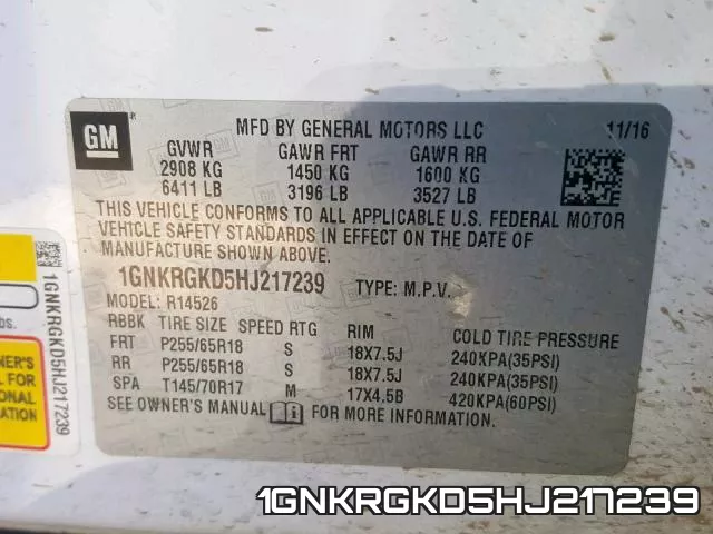 1GNKRGKD5HJ217239 фото 2