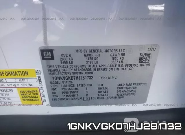1GNKVGKD7HJ281732 фото 10