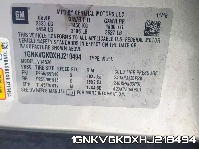 1GNKVGKDXHJ218494 фото 2