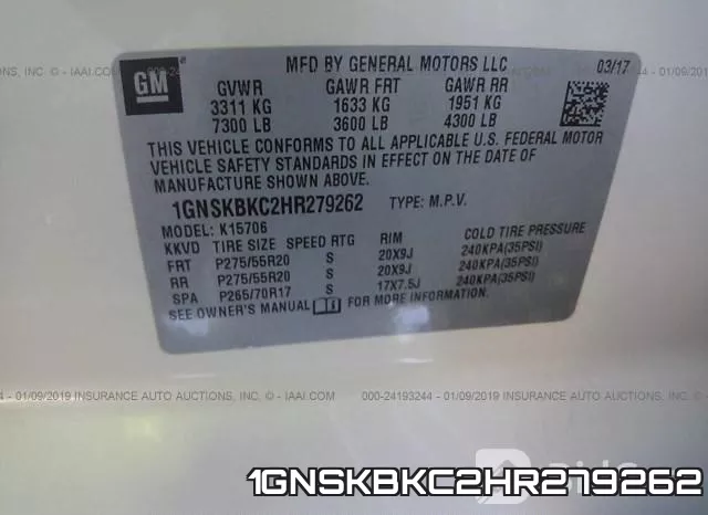 1GNSKBKC2HR279262 фото 10