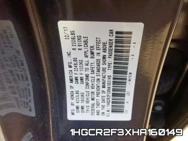 1HGCR2F3XHA160149 фото 2