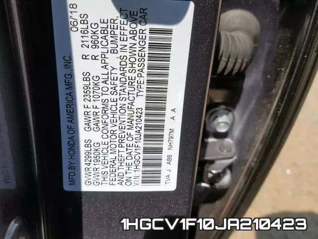 1HGCV1F10JA210423 фото 2