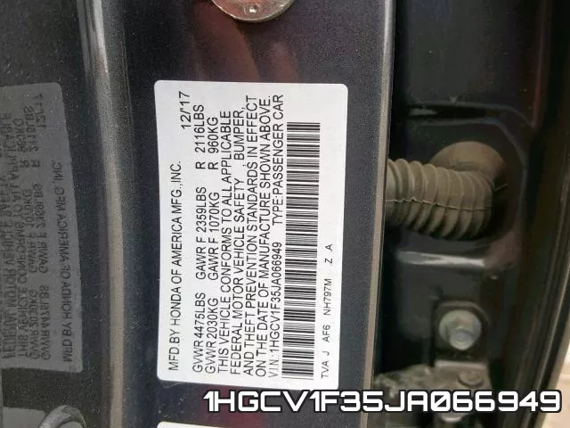 1HGCV1F35JA066949 фото 2