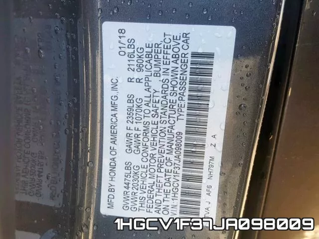 1HGCV1F37JA098009 фото 2