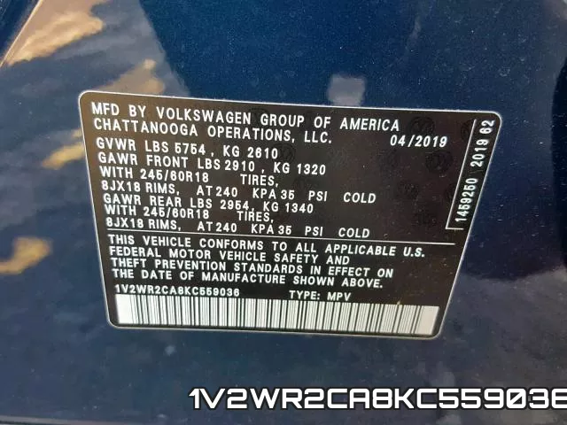 1V2WR2CA8KC559036 фото 2