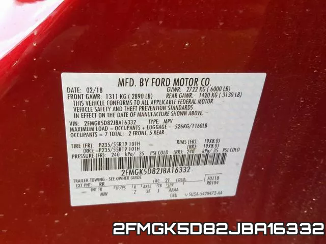 2FMGK5D82JBA16332 фото 2